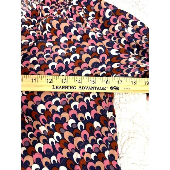 Boden Multicolor 3/4 Sleeve Notch Collar Top w/ Mod Design EUC Size US 2 UK 6 - Picture 9 of 9